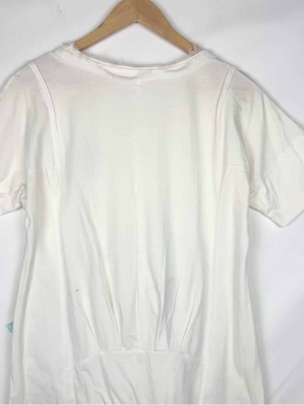 Boutique White Graphic Tee Shirt Dress w/ Aqua Tulle Skirt Detail Bow Accent - Picture 6 of 8